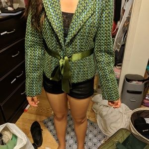 Symmetry Blazer Green Knit Size Medium